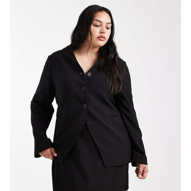 ONLY Curve structured blazer co-ord in black