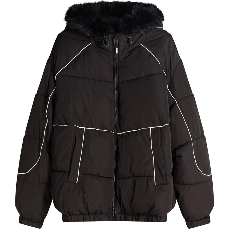 Bershka Zimní bunda černá / bílá