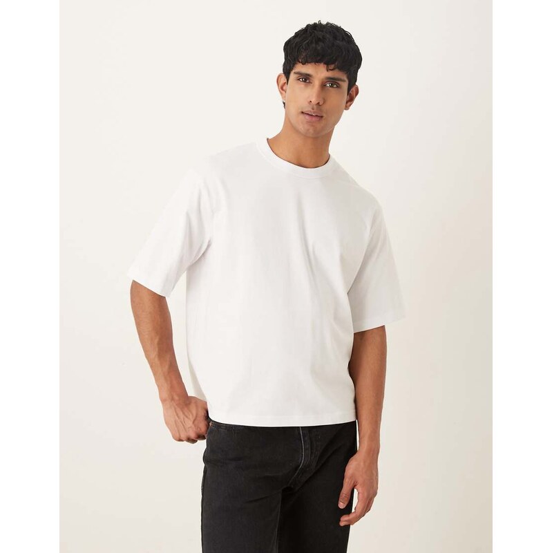 Selected heavyweight oversized t-shirt in white