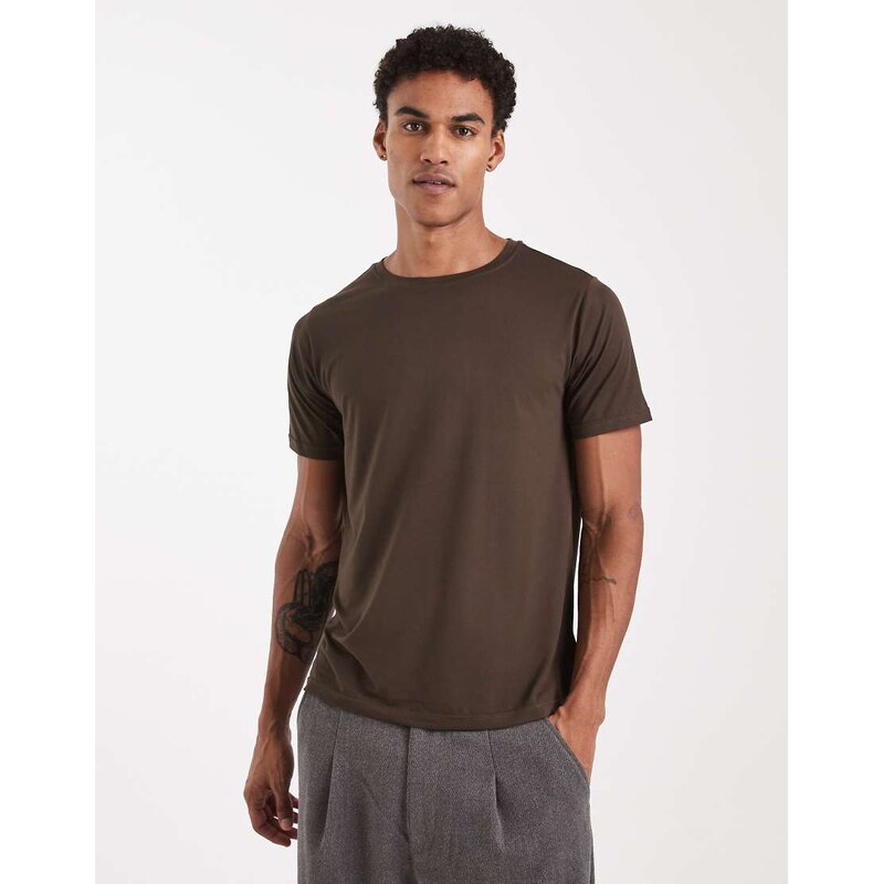 Brave Soul soft touch t-shirt in chocolate brown