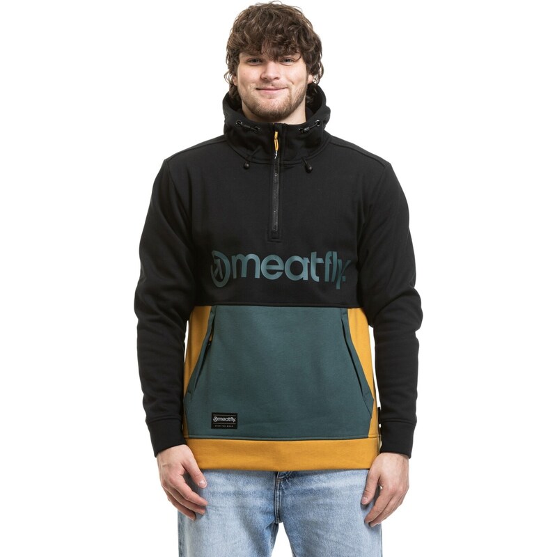 Meatfly pánská technická mikina Tason Black / Chai Tea | Černá