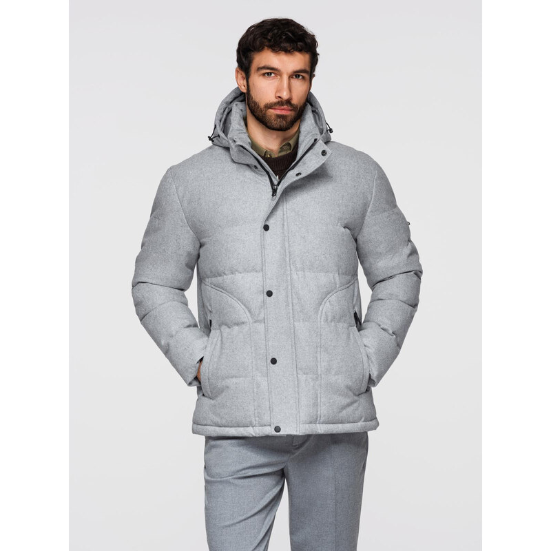 Ombre Mens lightweight jacket with mesh lining and hood - grey