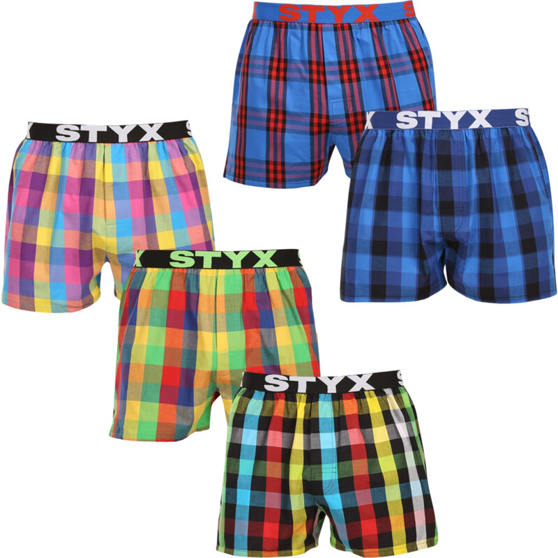 5PACK pánské trenky Styx sportovní guma vícebarevné (5B0123456)