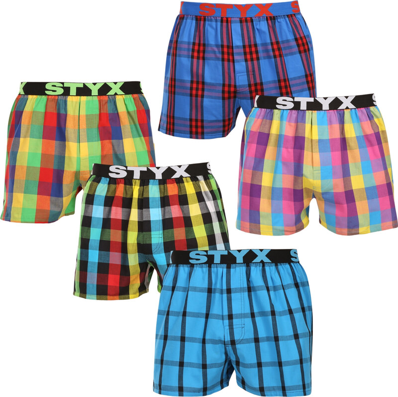 5PACK pánské trenky Styx sportovní guma vícebarevné (5B0112456)