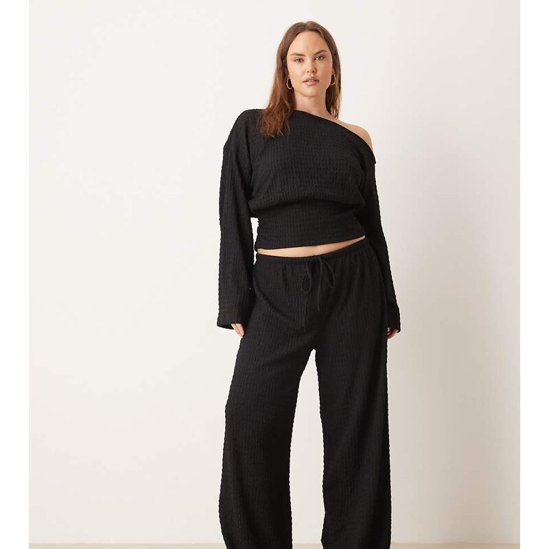ASOS Curve ASOS DESIGN Curve co-ord textured tie waist wide leg