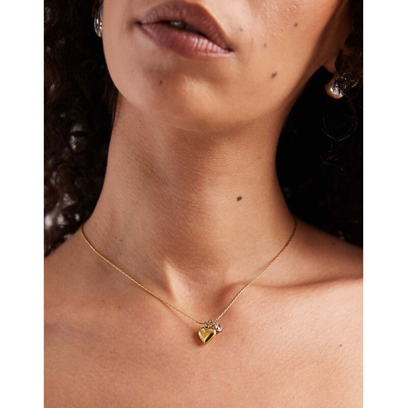 ASOS DESIGN stainless steel necklace with cubic zirconia and heart 115517928