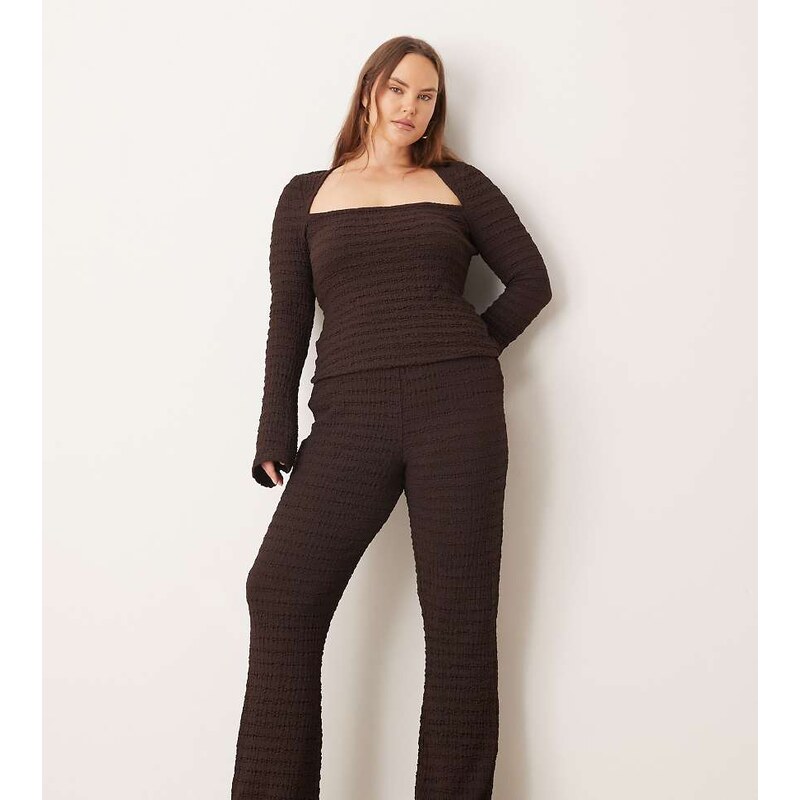 ASOS Curve ASOS DESIGN Curve co-ord high waist textured flare trouser 111190576