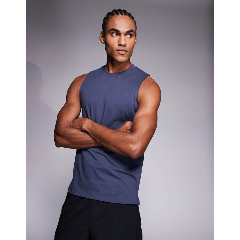 4505 Icon drop armhole cotton training vest with quick dry finish in 115520032