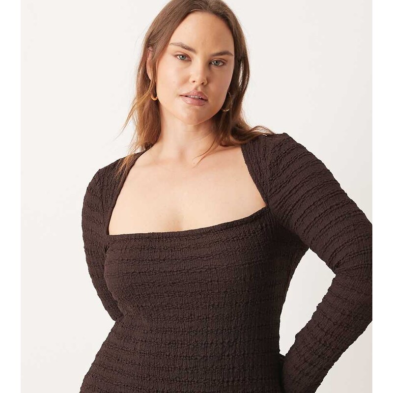 ASOS Curve ASOS DESIGN Curve co-ord textured square neck flare sleeve 115515022