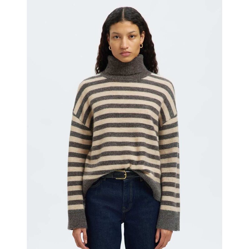 Selected Turtleneck in medium grey melange 115521666
