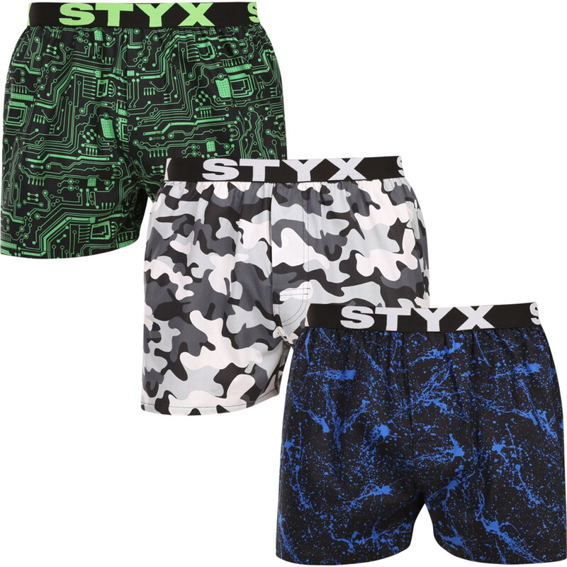 3PACK pánské trenky Styx art sportovní guma vícebarevné (3B19234