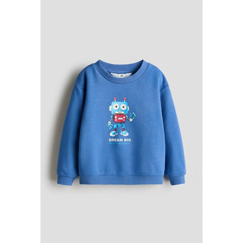 H&M - Mikinas potiskem - Modrá/Robot