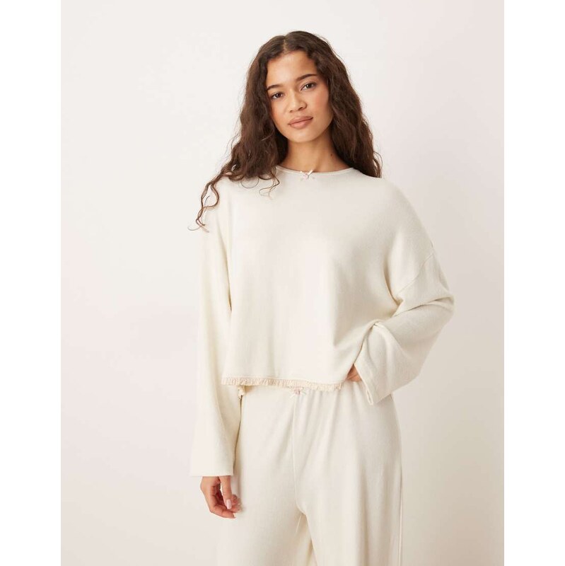 ASOS DESIGN soft jersey long sleeve crew neck pyjama top with floral 112467804