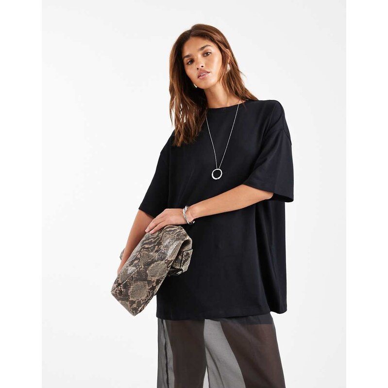ASOS DESIGN long line t-shirt in black