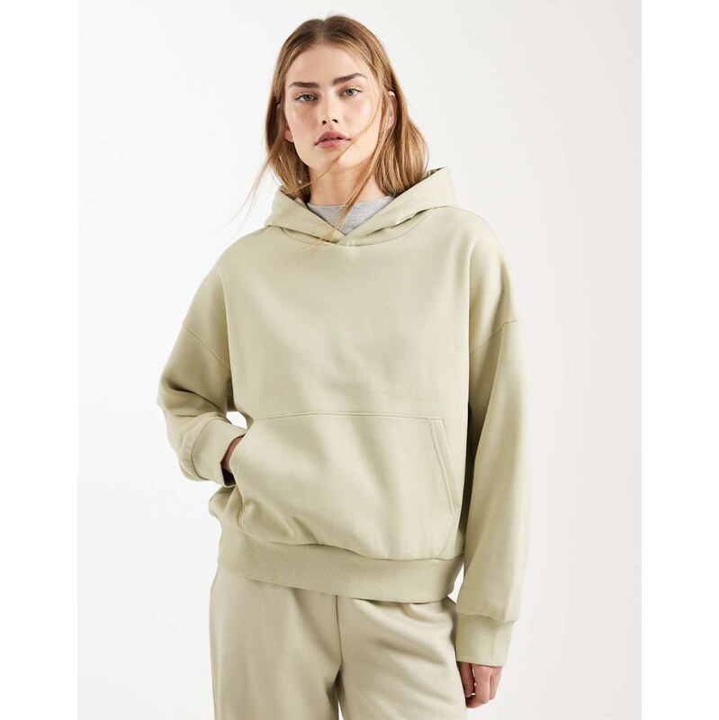 ASOS DESIGN oversized brushback hoodie in olive green 115535595