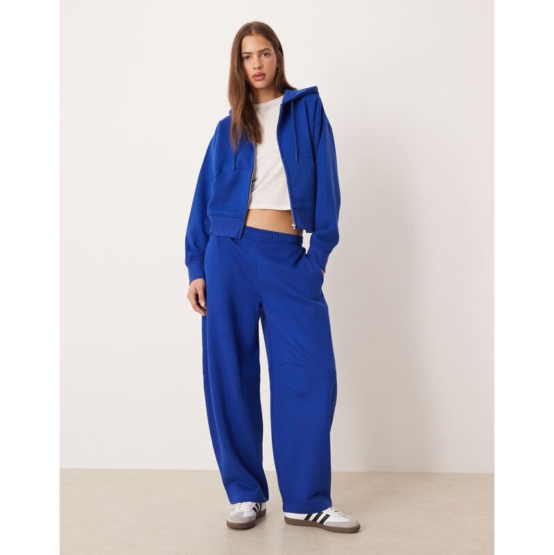 ASOS DESIGN barrel leg brushback jogger in deep blue