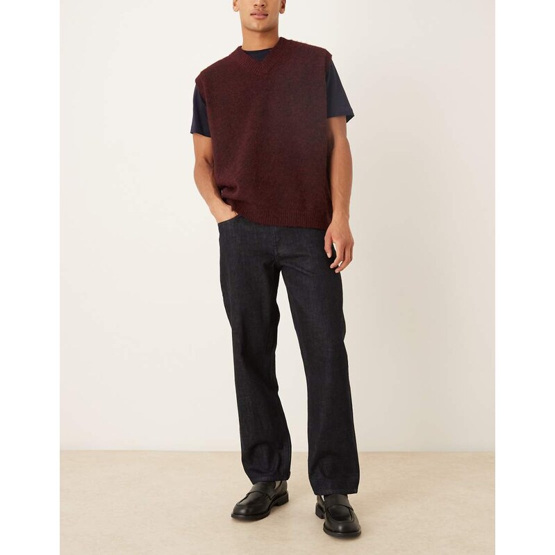 ASOS DESIGN premium selvedge straight jeans in indigo-Blue