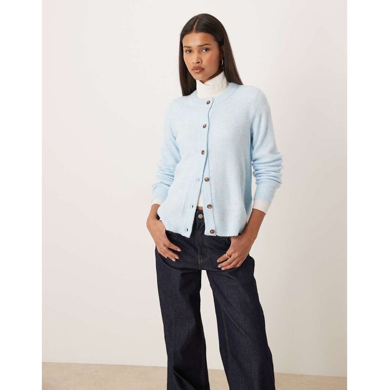 Vila knitted cardigan in light blue melange 111191882