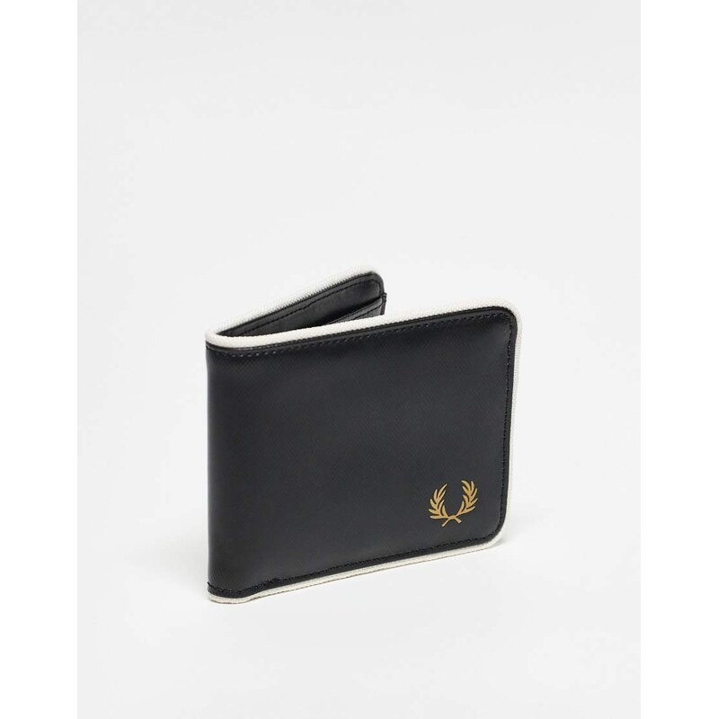 Fred Perry classic bifold wallet in black & ecru