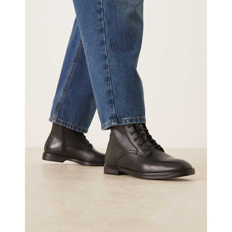 Mango leather lace up boot in black 111191933