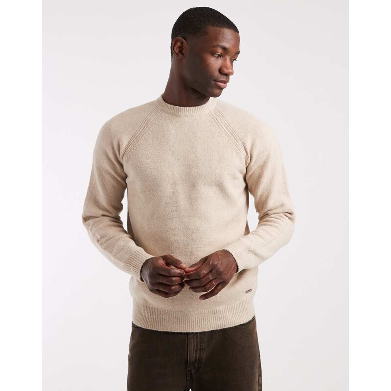Threadbare knitted crew neck jumper in oat-Neutral