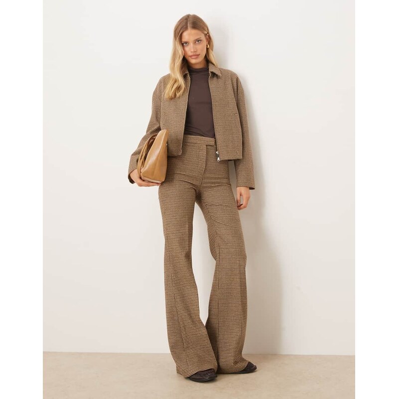 Mango Gina wool mix high waist pleat front trouser co-ord in