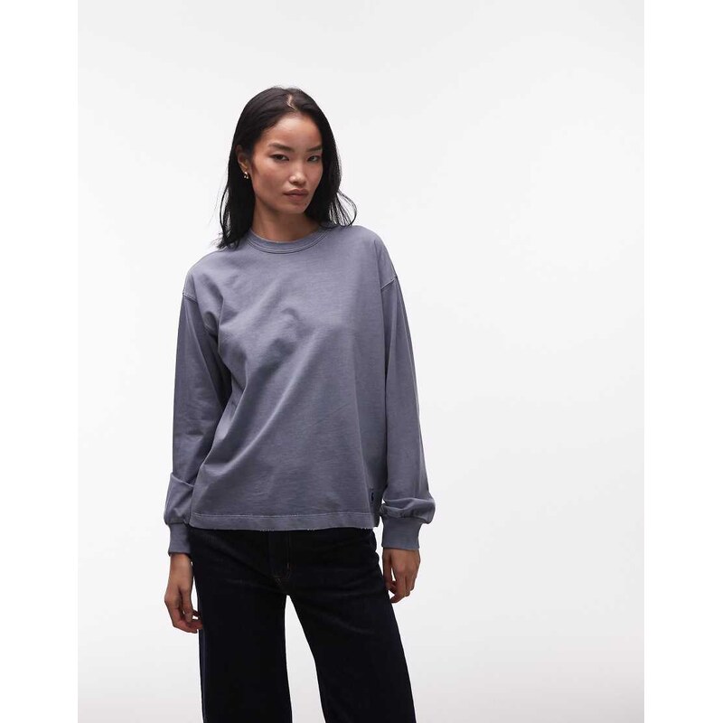 Carhartt WIP torian long sleeve oversized t-shirt in washed blue 111192031