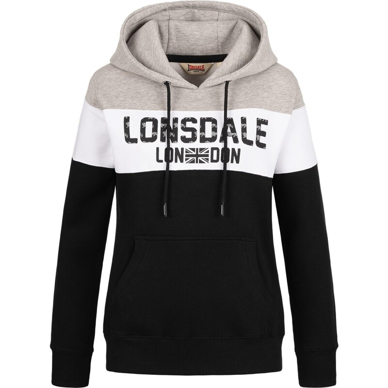 LONSDALE Mikina Penbryn šedá / černá / bílá