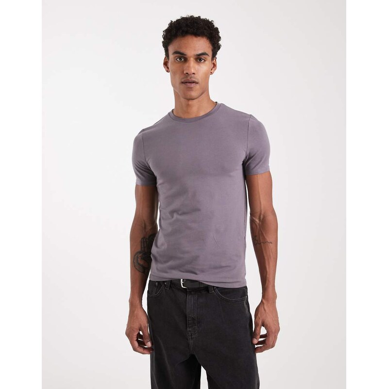 ASOS DESIGN Essentials muscle fit t-shirt in grey