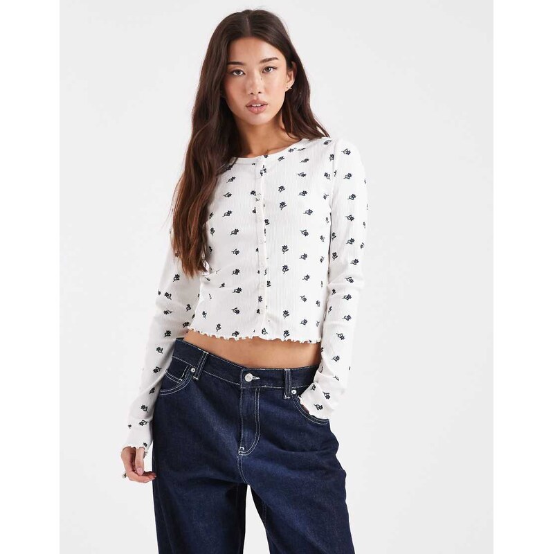 ONLY flower print cardigan in white 115515523