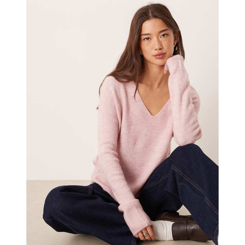JDY v-neck jumper in light pink 115515578