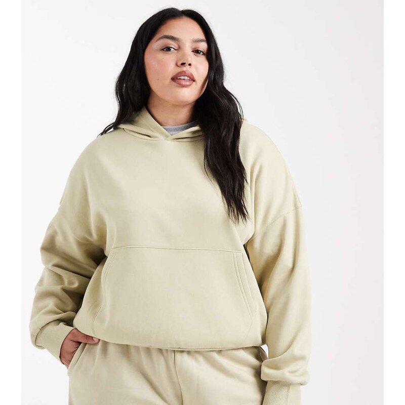 ASOS Curve ASOS DESIGN Curve oversized brushback hoodie in olive