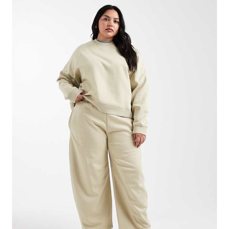 ASOS Curve ASOS DESIGN Curve barrel leg brushback jogger in olive 115515708