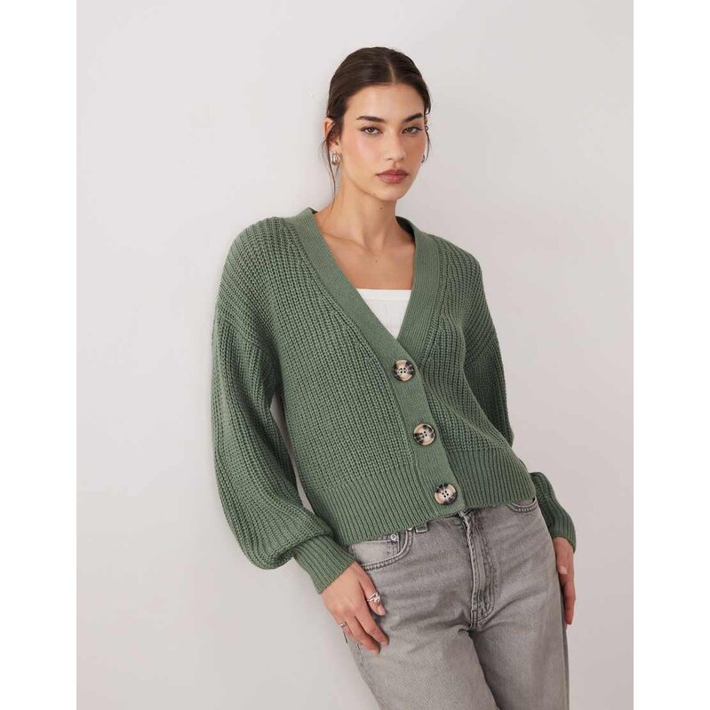 JDY slouchy long sleeve cardigan in mid green 115520289