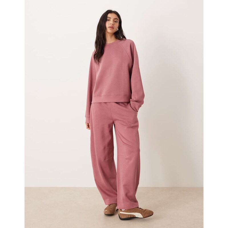 ASOS DESIGN barrel leg brushback jogger in rose pink