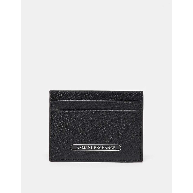 Armani Exchange logo card holder in black