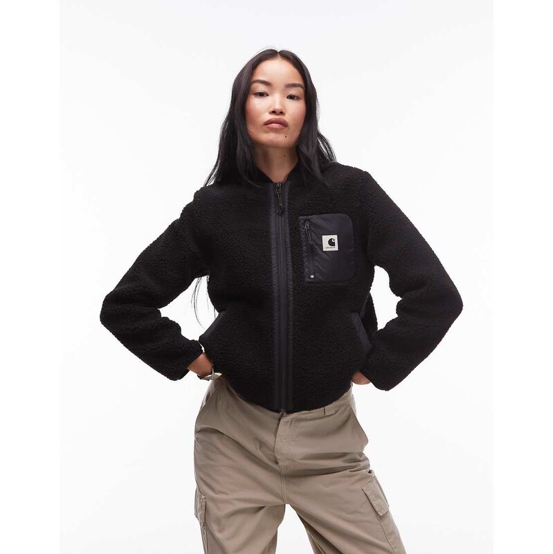 Carhartt WIP janet liner borg jacket in black 111214421