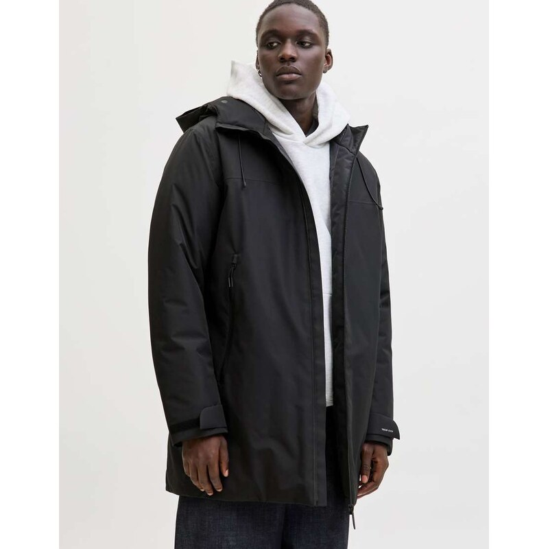 Jack & Jones hooded parka jacket in black