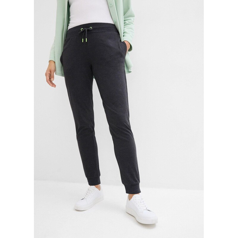 bonprix Joggingové kalhoty s náplety černá Žena 57330885