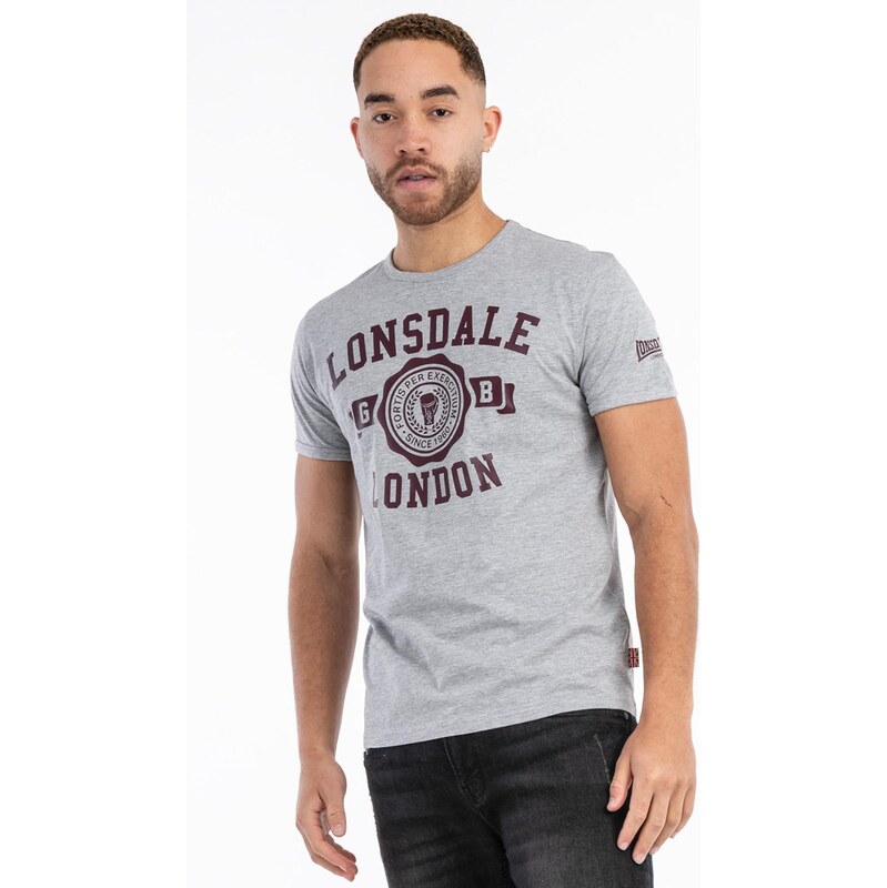 LONSDALE Tričko Murrister tmavě hnědá / šedý melír