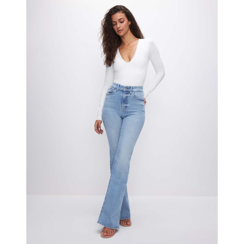 Good American Always Fits Good classic bootcut rich jeans in light 111201728