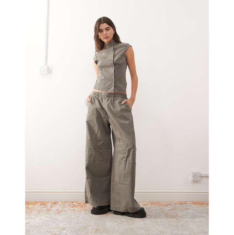 Weekday co-ord super baggy balloon fit trousers in washed grey