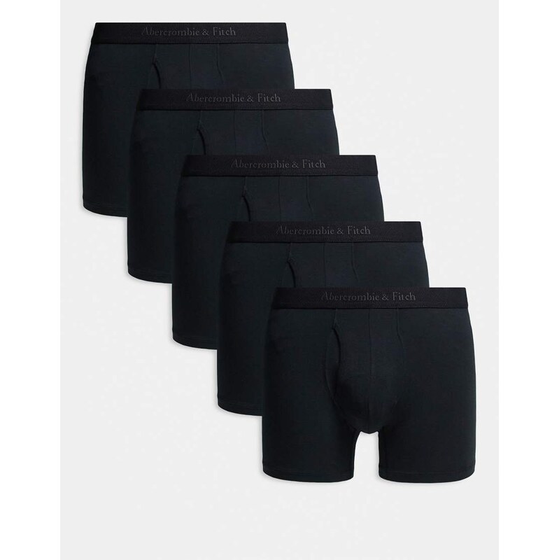 Abercrombie & Fitch 5 pack contrast logo boxer briefs in black 111201858