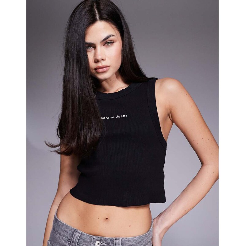 Abrand Jeans cropped tank top in black 111201953