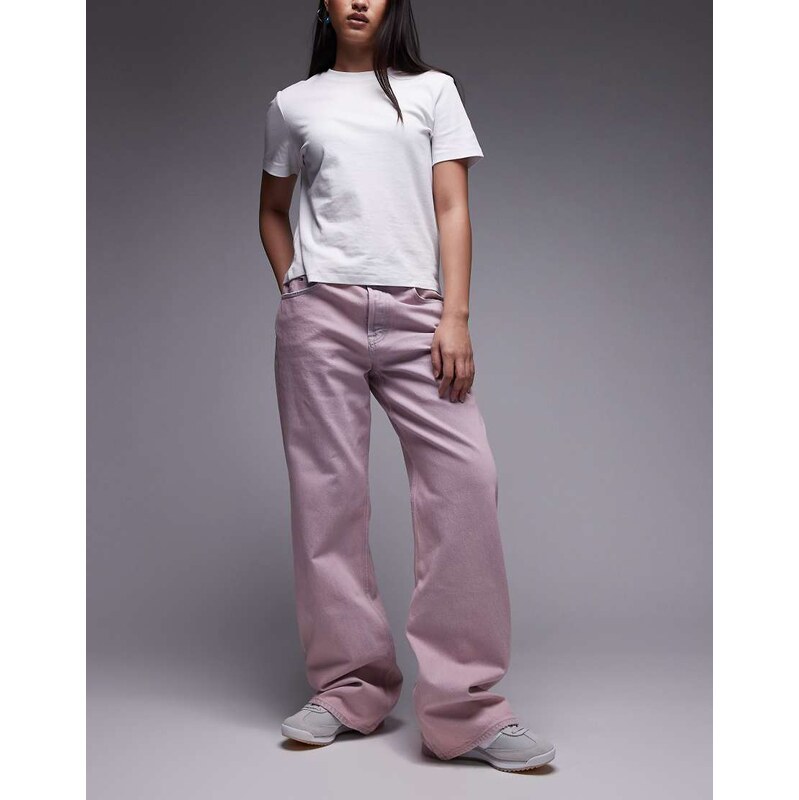 Tommy Jeans Mia mid rise relaxed straight leg jeans in pink