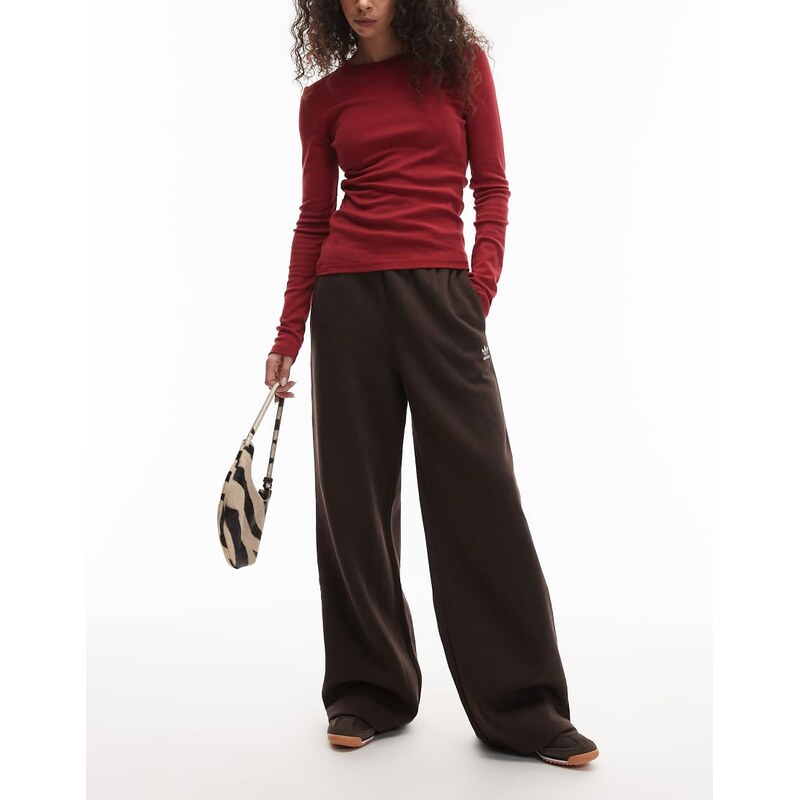 adidas Originals essential wide leg joggers in brown