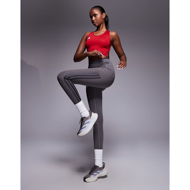 adidas performance adidas Training Optime 3 stripe 7/8 leggings in 111214444
