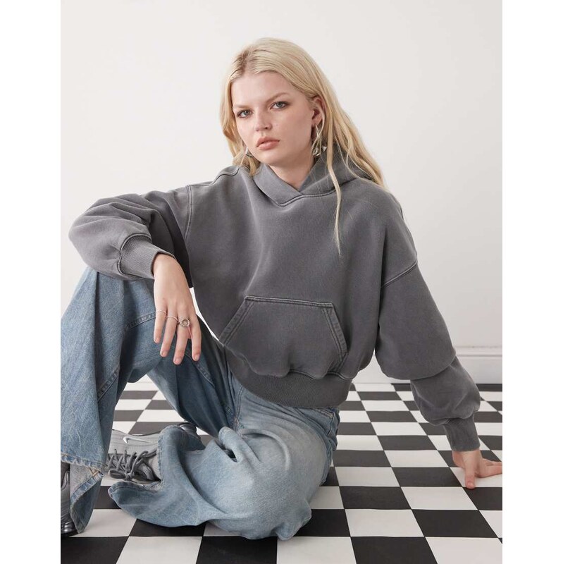 Weekday oversized boxy fit hoodie in dark grey 111288908