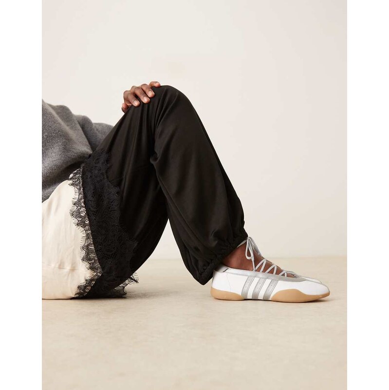 adidas Originals Taekwondo Mei ballet flats in white and silver