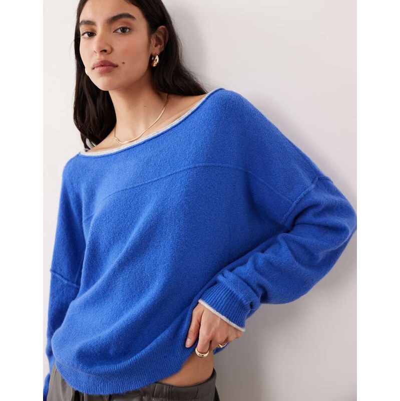Free People see me pullover in mazarine blue combo 111221065